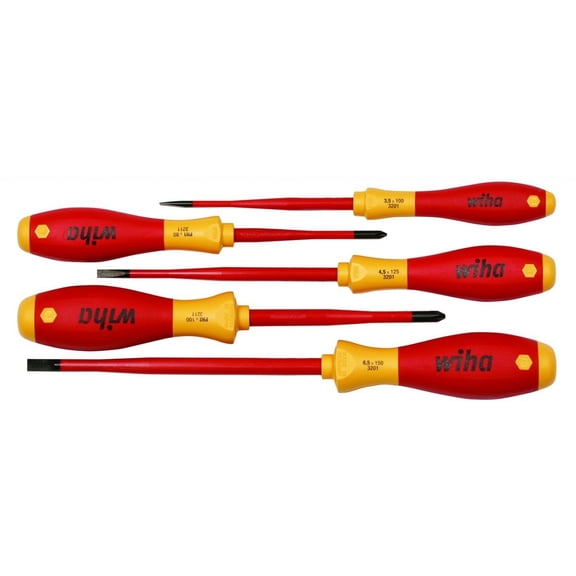 Wiha Tools 32194 SlimLine Insulated Slotted/Phillips Screwdriver Set, 5 Pc.