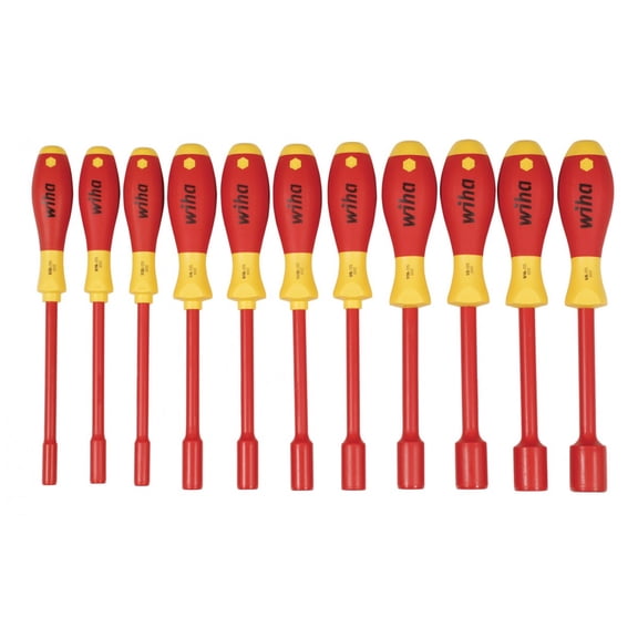 Wiha 32296 11-Piece 1000-Volt Insulated Nut Driver Set, Inch