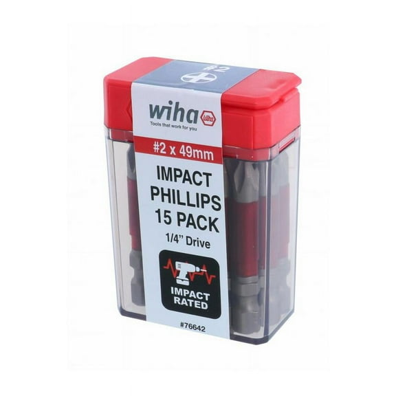 Wiha Tools 76642 Terminator Impact Power Bit Phillips #2 - 15 Pack
