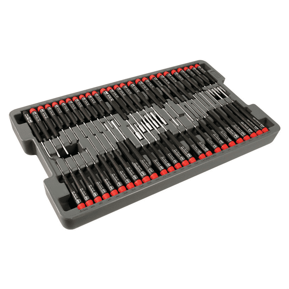 Wiha Tools Precision Screwdrivers Set Includes: Slotted, Phillips, Torx, Hex Inch and Metric Drivers and Nut Drivers in Molded Tray. 51 Piece Set. Dimension of tray - 20" x 11.5" x 2"