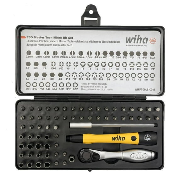 Wiha 3/16 in. Hex Shank Ratchet Bit Set, 65-Piece 75965