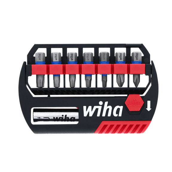 Wiha Tools Wiha TerminatorBlue Impact 8-Piece Bit Case. 1" alloy steel bits and magnetic bit holder.
