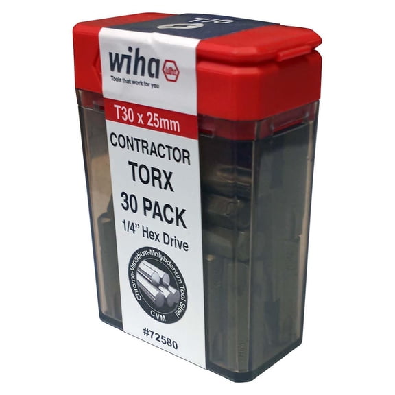 Wiha 72580 Torx Bits, T30, 30-Pack