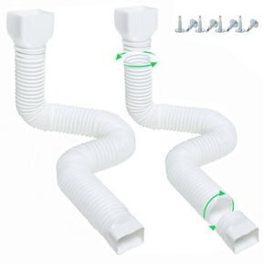 Wiher 2 Pack Flexible Rain Gutter Downspout Extensions,Drain Downspout Extender,Gutter Extension Flexible,Down Spout Drain Extension Pipes,Extendable from 21 to 60 Inches (White)