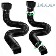 Wiher 2 Pack Flexible Rain Gutter Downspout Extensions,Drain Downspout Extender,Gutter Extension Flexible,Down Spout Drain Extension Pipes,Extendable from 21 to 60 Inches (Black)