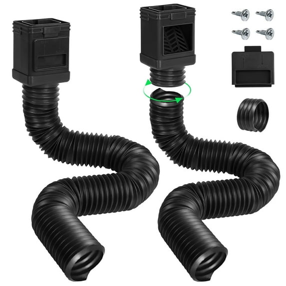 Wiher 2 Pack Rain Gutter Downspout Extensions, Extra Long Downspout Extension, Leaf Eater Downspout Filter, Downspout Adapter Fit Both 2''×3'' and 3''×4'' Drainpipe (Black)