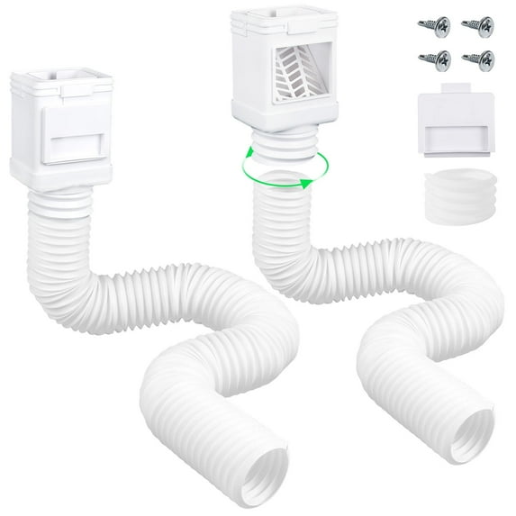 Wiher 2 Pack Rain Gutter Downspout Extensions, Extra Long Downspout Extension, Leaf Eater Downspout Filter, Downspout Adapter Fit Both 2''×3'' and 3''×4'' Drainpipe (White)