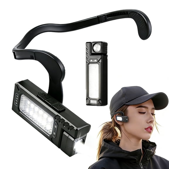 Wiher 400Lumen Portable Headlamp, Rechargeable LED Headlight with USB Data Cable 7 Brightness Levels Adjustable IPX4 Main Light Rotate 180° for Camping Hiking Caving Fishing Emergency, T7-A