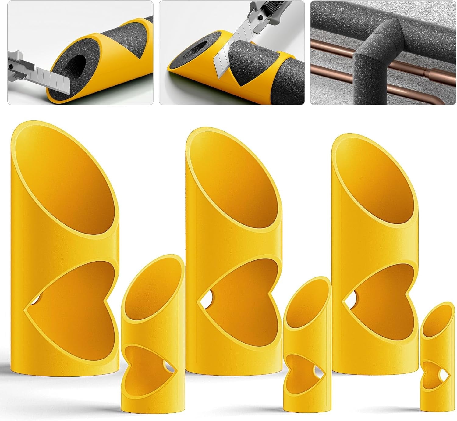 Insulation Cutter 22 Inch Wiher 6Pcs Foam Pipe Cutter Tool, Pipe Insulation Cutter Guide with 6 ...
