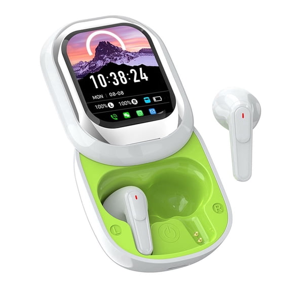 LC-dolid AI Translation Bluetooth Earbuds with Touchscreen, 9D Sound Effects Real-time Translation, Intelligent Noise Reduction Clear Calls,Message Reception for Everyday Business Travel Use, White