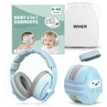 thumbnail image 1 of Wiher Baby Ear Muffs, 2-in-1 Baby Headphones for Noise Protection, Adjustable Noise Cancelling Headphones for Children 0-48 Months, Dual Wearing for Sleep, Plane, Outdoor Travel, Blue, 1 of 8