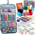 thumbnail image 1 of 130Piece Set with Yarn,Complete Crochet Kit for Beginners,Ergonomic Hooks,and Accessories,Includes Hangable Storage Bag, 1 of 7