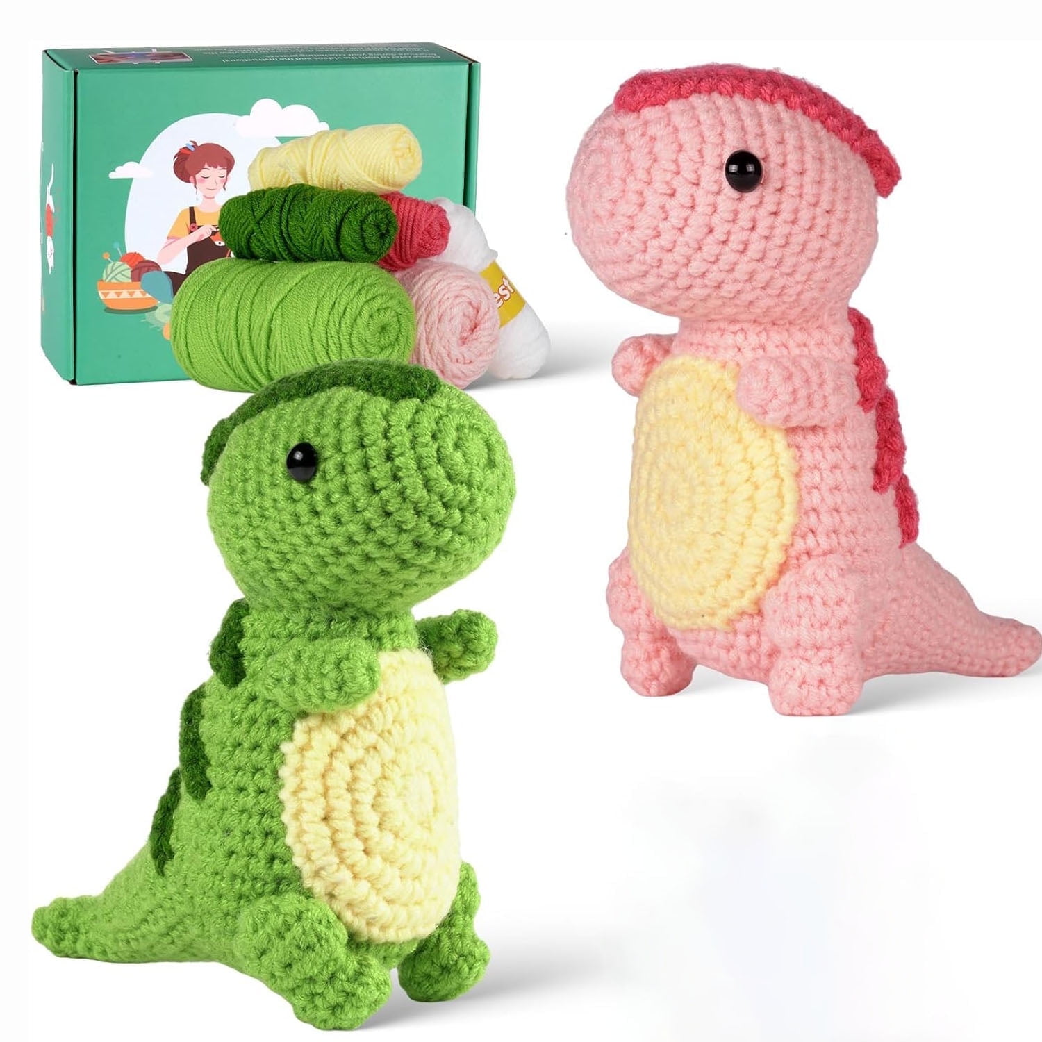 Wiher Crochet Kit for Beginners, 2PCS Ankylosaur Crochet Animal Kit, Knitting Kit for Adult Kids with Step-by-Step Video Tutorials, Instructions, Yarns, Hook and Accessories