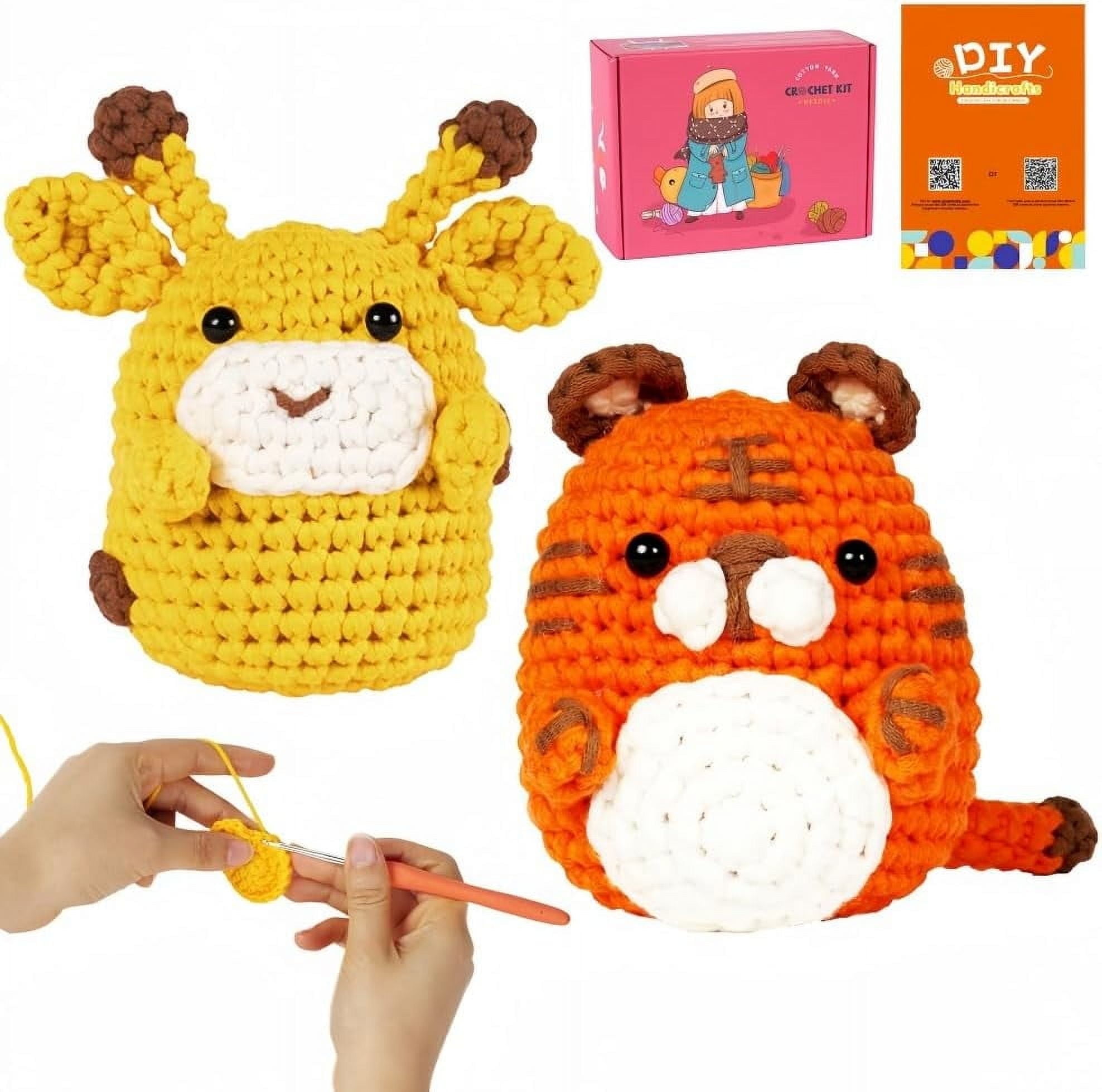 Wiher Crochet Kit for Beginners, Crochet Starter Kit for Adults and Kids Complete Knitting Kit to Make 2Pcs Animals, Learn to Crochet with Step-by-Step Instruction and Video (Frog)