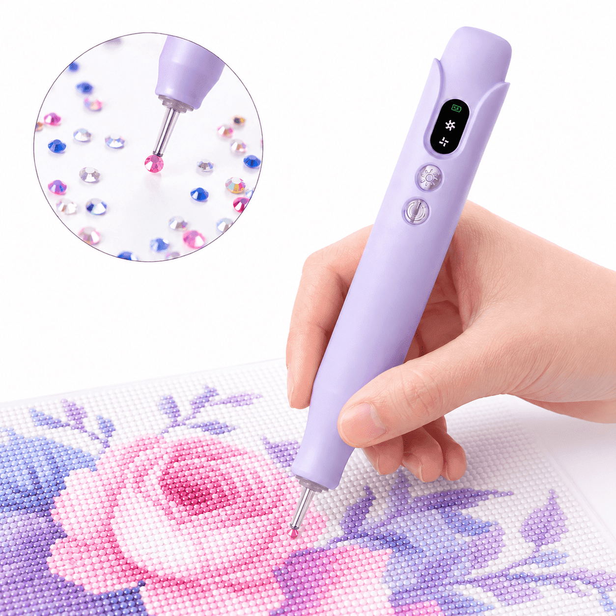 Wiher Diamond Art Pens, Electric Vacuum Diamond Painting Pen no Wax Needed, Dual-Speed Adjustment, Diamond Art Accessory for DIY Diamond Painting, Gift for Diamond Art Fan, Purple
