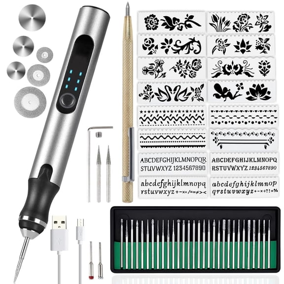 Wiher Electric Engraving Pen Cordless Micro Carving Pen with 3 Adjustable Speed 280mAh Rechargeable Engraver Machine Wireless Etching Engraving Tool for Jewelry Wood Metal Glass Stone OC