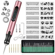 Wiher Electric Engraving Pen Kit with 42 Bits, Mini Electric DIY Engraver Cordless Rotary Tools Portable Engraving Tool for Jewelry Wood Metal Stone Plastic Glass Etching Pink