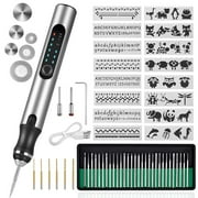 Wiher Electric Engraving Pen Kit with 42 Bits, Mini Electric DIY Engraver Cordless Rotary Tools Portable Engraving Tool for Jewelry Wood Metal Stone Plastic Glass Etching (Silver)
