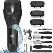 Wiher Electric Foot Callus Remover, LED Light & Display Electric Foot File, Waterproof Electric Foot Filer, 3 Replacement Rollers & USB-C Charging Foot Sanders for Feet Black