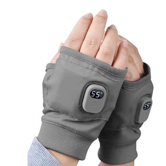 Wiher Electric Heated Gloves,Fingerless Hand Warmers for Women and Men,3 Temperature Settings,360-Degree Rapid Heating,for Winter Cold Weather (Gray)