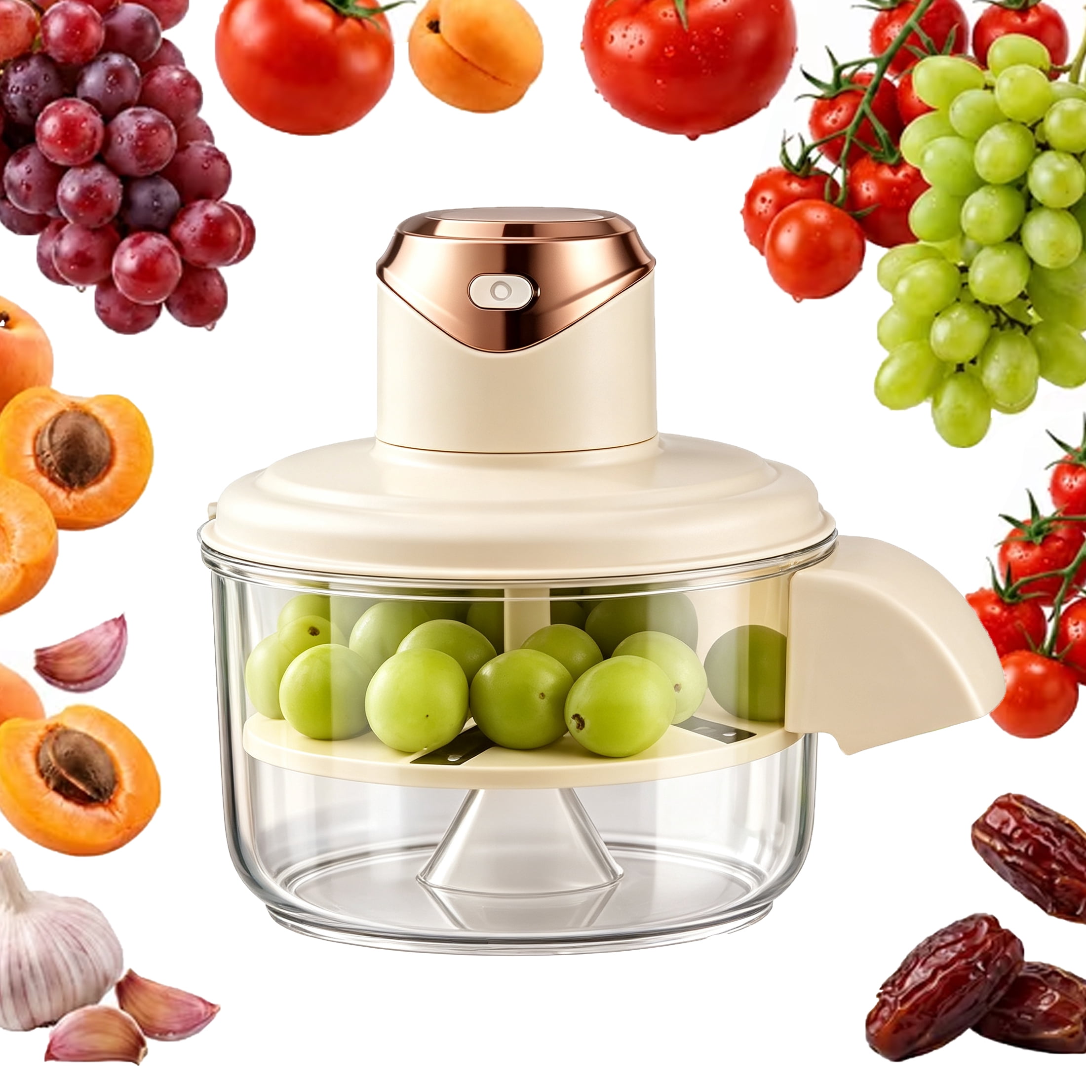 Wiher Electric Peeling Machine, Rechargeable Fruit Vegetable Peeling Tool with 5 Stainless Steel Blades, 20s Skin Remover Low-Noise Long Battery Life for Grape Cherry Tomato Garlic, White