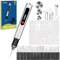 Wiher Engraving Pen with 30 Bits, Mini Electric DIY Engraver Cordless Rotary Tools Portable Engraving Pen for Metal, Wood, Glass and Plastic, Jewelry (Silver)