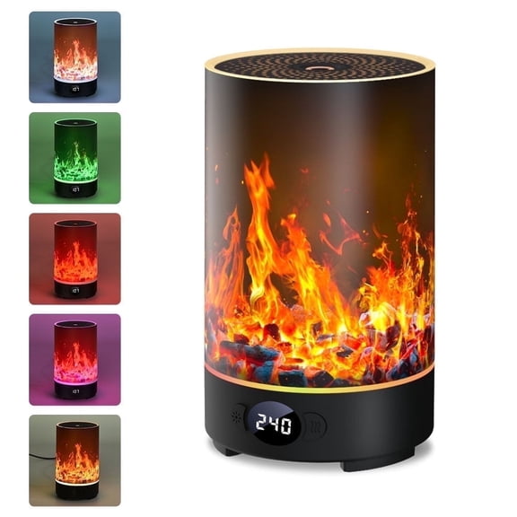 Wiher Aroma Diffuser, Quiet Oil Diffuser with RGB Lighting Timer, Automatic Shutdown Protection for Bedrooms Living Room Bathroom Hotels, Flame Style