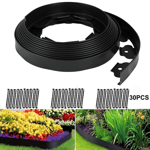 Wiher Garden Landscape Edging, 32'' No Dig Landscape Edging Border Kit with 30 Spikes, Durable & Flexible for Yard Lawn Landscaping Flower Beds Paver Edging