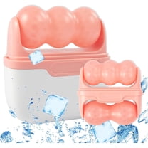 Wiher Ice Roller for Face, 2 in 1 Double Ended Facial Ice Roller Massager for Puffiness, Wrinkle Reduction, Skin Tightening, Pink