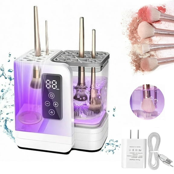 Wiher Makeup Brush Cleaner,5-in-1 Electric Makeup Brush Cleaner  Tool with Clean Silicone Brush and Touchscreen,Low-noise Drying Design Four Cleaning Modes for All Size Brushes, Gift for Women