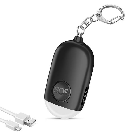 Wiher Safety Alarm for Women,130dB Personal Alarm Keychain with LED Flash Rechargeable Dual Activation Setting for Girls Kids Elderly College Men Outdoor, Black