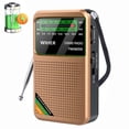 thumbnail image 1 of Wiher Portable AM FM SW Radio,Small Transistor Radio with 1000mAh Rechargeable Battery,Walkman Radio with 3W Large Speaker,Pocket Handheld Radio with 3.5mm Earphones Jack,Gift for Elder, Gold, 1 of 8