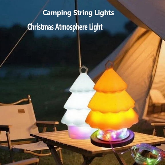 Wiher Portable Camping Night Light,32.8FT Rechargeable Camping String Lights with 3 Lighting Modes,Hangable,10H Battery,IP45 Waterproof for Patio Camping Christmas Decorations,Fluorescence Model