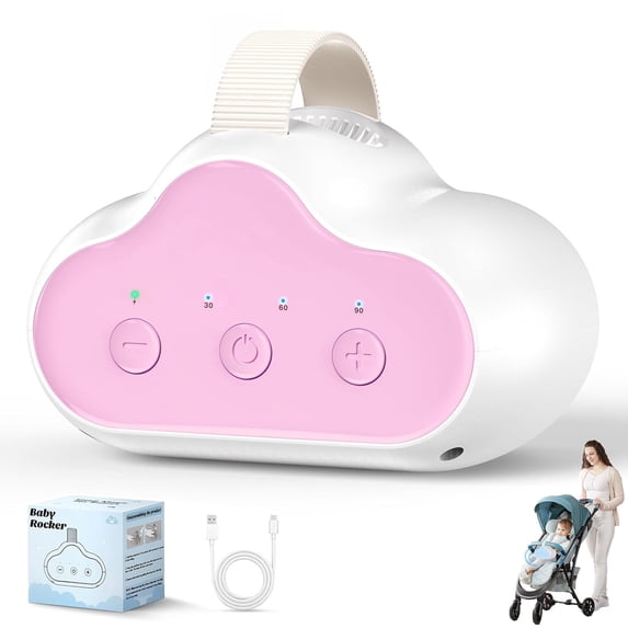 Wiher Rechargeable Stroller Rocker Device – Hands-Free Baby Rocker & Sleep Soother, Quiet Motor, Fits Stroller Handle, Bassinet & Crib, 3 Speeds, 4 Timer Settings, for Newborns to Toddlers(Pink)