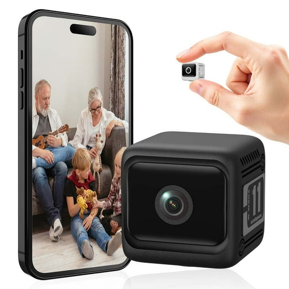 Wiher Small Security Camera Wireless, 1080P Mini Indoor/Outdoor Camera with 8Hrs Battery, Night Vision, Motion Detection Alert, Cloud & TF Storage, 4 Users View Same Time, for Home/Baby/Pet(Black)