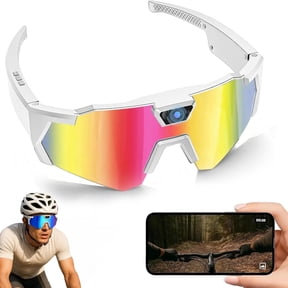 Wiher Smart Camera Glasses, 4k POV Sports Glasses HD Recording Video, Cycling Action Sunglasses, Wearable Audio Take a Picture Wireless Photography Shooting VCR,Suitable for Men and Women(Color)