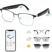 Wiher Smart Glasses with AI Translation, Bluetooth Audio Sunglasses with Photochromic Lenses, Voice Assistant, Real-Time Translation, Supports 144+ Languages, G