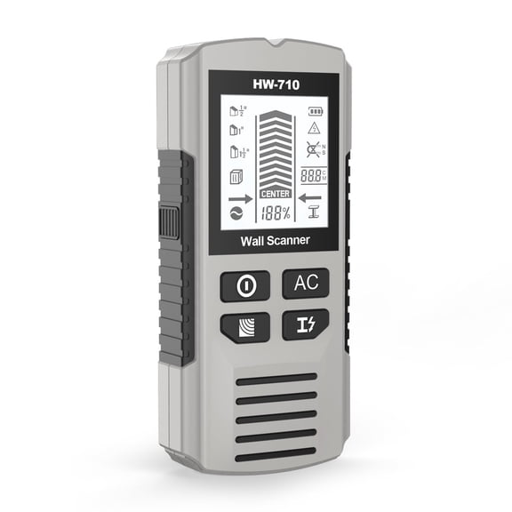 Wiher Stud Finder Wall Scanner, 5 in 1 Electronic Stud Detector with Upgraded Smart Sensor, Audio Alarm and HD LCD Display for the Center and Edge of Wood, AC Wire, Metal and Studs Detection(Gray)