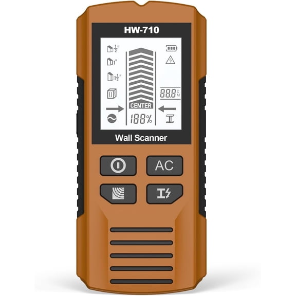 Wiher Stud Finder Wall Scanner, 5 in 1 Electronic Stud Detector with Upgraded Smart Sensor, Audio Alarm and HD LCD Display for the Center and Edge of Wood, AC Wire, Metal and Studs Detection(Orange)