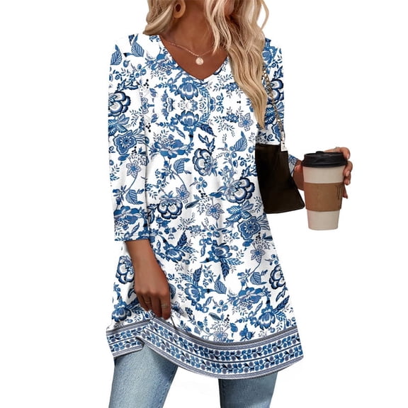 Wiholl 3/4 Length Sleeve Womens Tops Dressy Casual Plus Size Tunics to Wear with Leggings