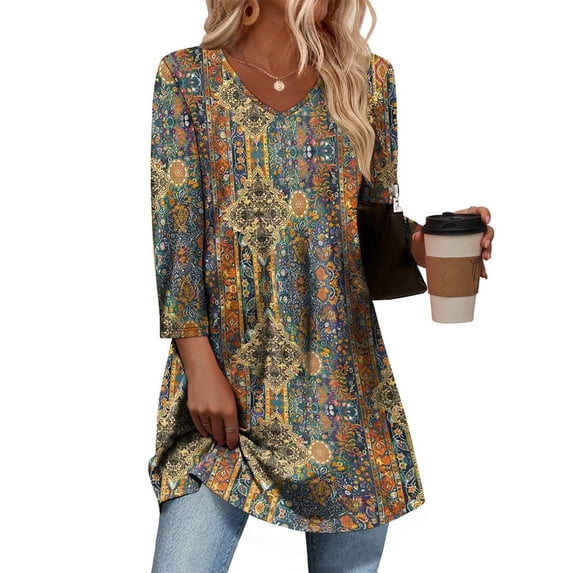 Wiholl 3/4 Length Sleeve Womens Tops Dressy Casual Plus Size Tunics to Wear with Leggings