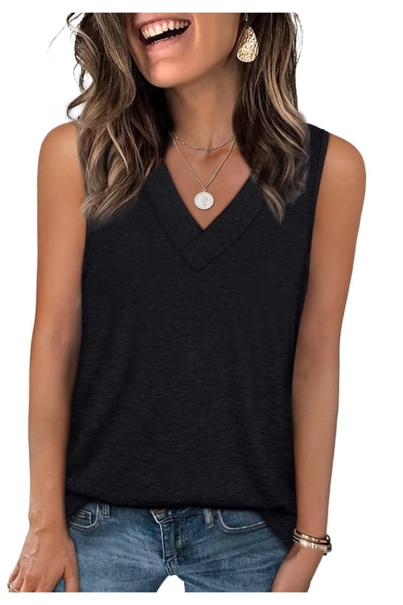 Tank Tops for Women Summer V Neck T Shirts Trendy Sleeveless Basic Tee Loose Fit 2026 Fashion