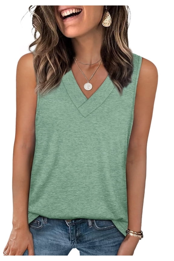 Tank Tops for Women Summer V Neck T Shirts Trendy Sleeveless Basic Tee Loose Fit 2026 Fashion