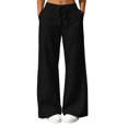 thumbnail image 1 of Wiholl Wide Leg Pants for Women Flowy Palazzo Drawstring Elastic Waist Trousers with Pockets Summer Beach Vacation Clothes, 1 of 7
