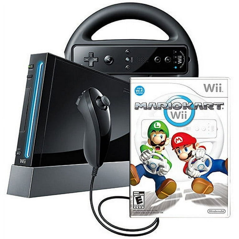 Wii Console with Mario Kart Wii Bundle - Black (Used/Pre-Owned