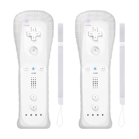 Wii Controller 2 Pack,Remote Controller with Silicone Case and Wrist Strap,Compatible with Wii/Wii U,White