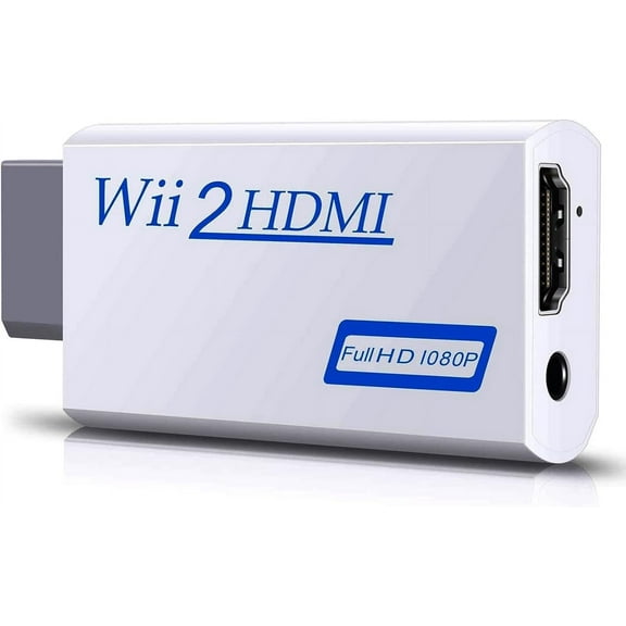 Wii To Hdmi Converter, wii hdmi Adapter with 3.5mm Audio Jack&HDMI Output 1080P Full HD Compatible with Wii, Wii U, HDTV, Monitor-Supports All Wii Display Modes(White)
