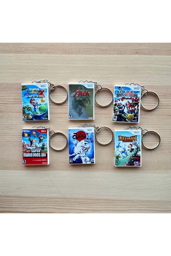 Wii Miniature Game Case Handmade Keychains | Retro Gamer Gift, Handmade Accessory | Scratch + Water Resistant (1 keychain)
