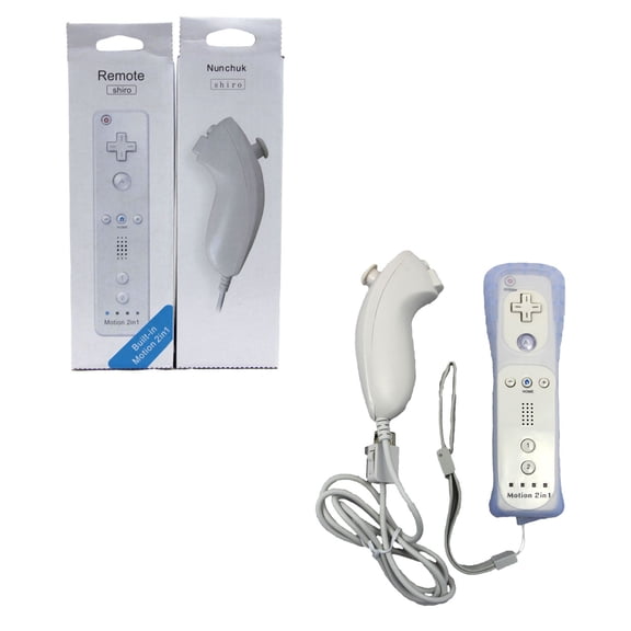 Wii MotionPlus Wiimote Controller + Nunchuk Bundle - White (Hexir)