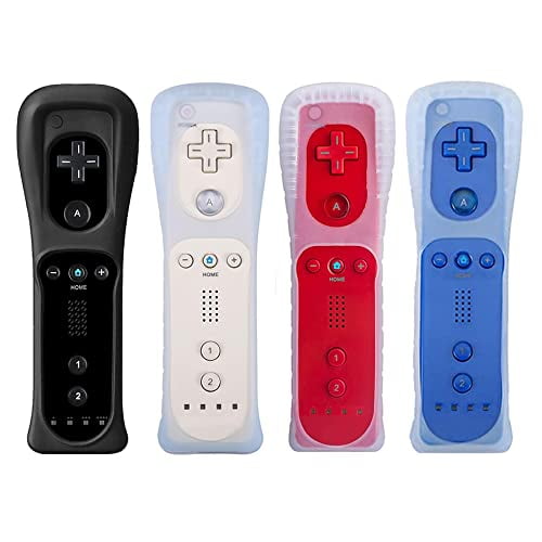 Wii Remote Controller,4 Packs Upgrade Wii Wireless Controller Compatible with Wii Wii U(Black,White,Deep Blue Red)
